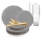 Smarty Had A Party Gray with Gold Organic Round Disposable Plastic Wedding Value Set, 720PK 930GGVS120 - alternate 1